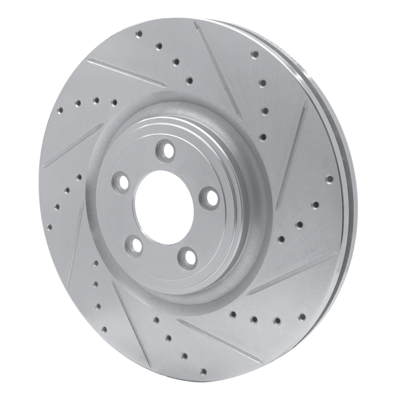 Jaguar XKR Brake Rotor (1) - Front Right - R1 Concepts - Drilled & Slotted - Silver - `06-`21